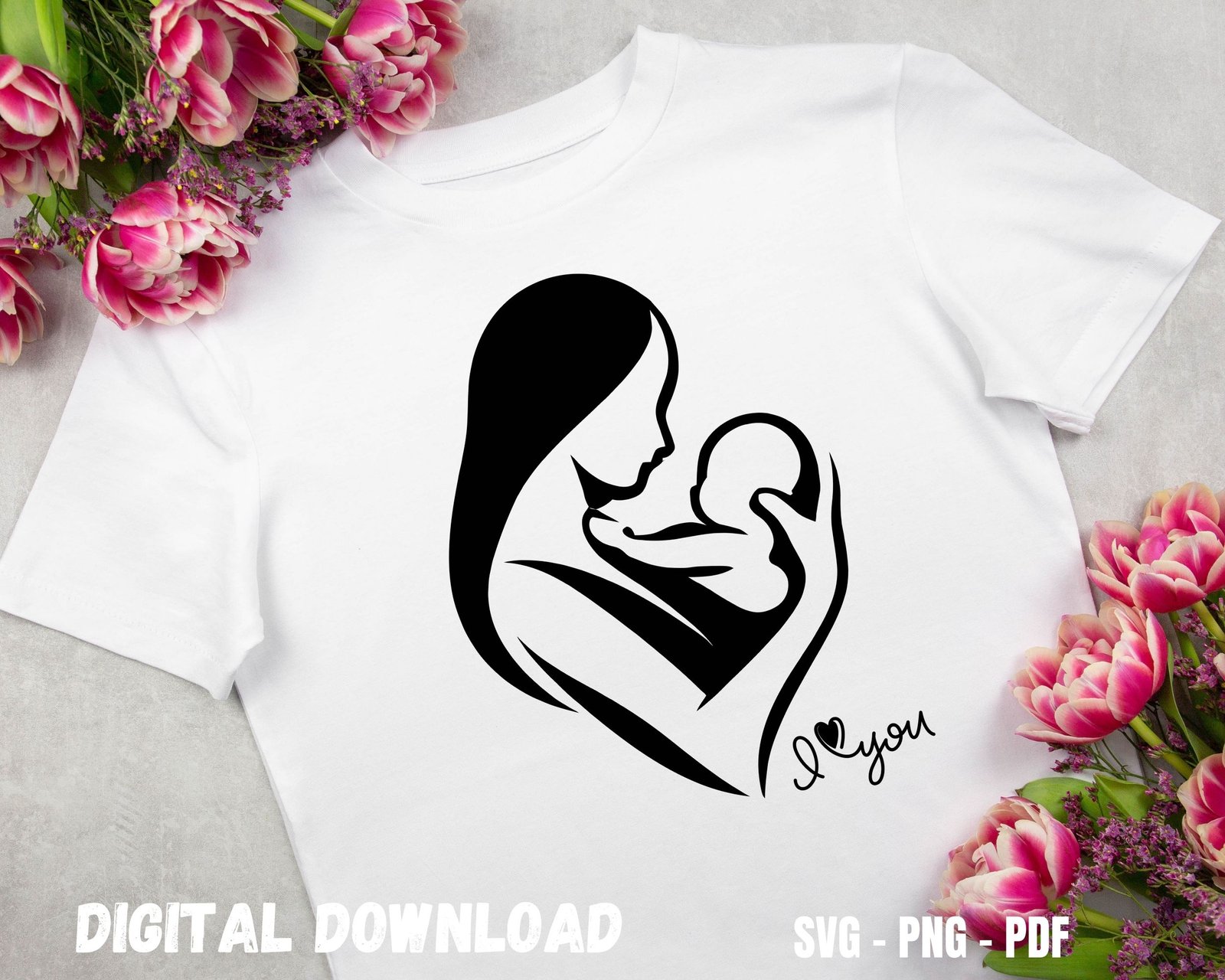Mom Holding Baby T-shirt Design Print