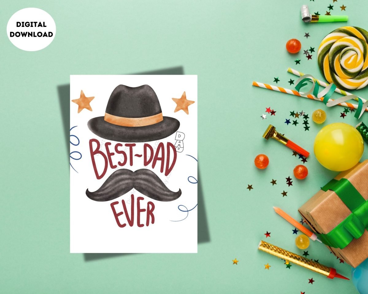 Digital Print Best Dad Ever with Hat