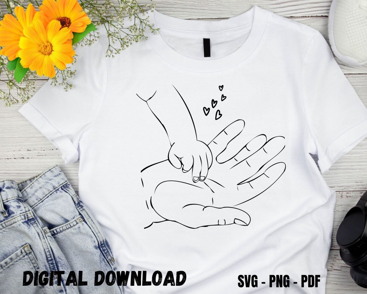 Cute Baby and Dad Handprint T-shirt Design Print