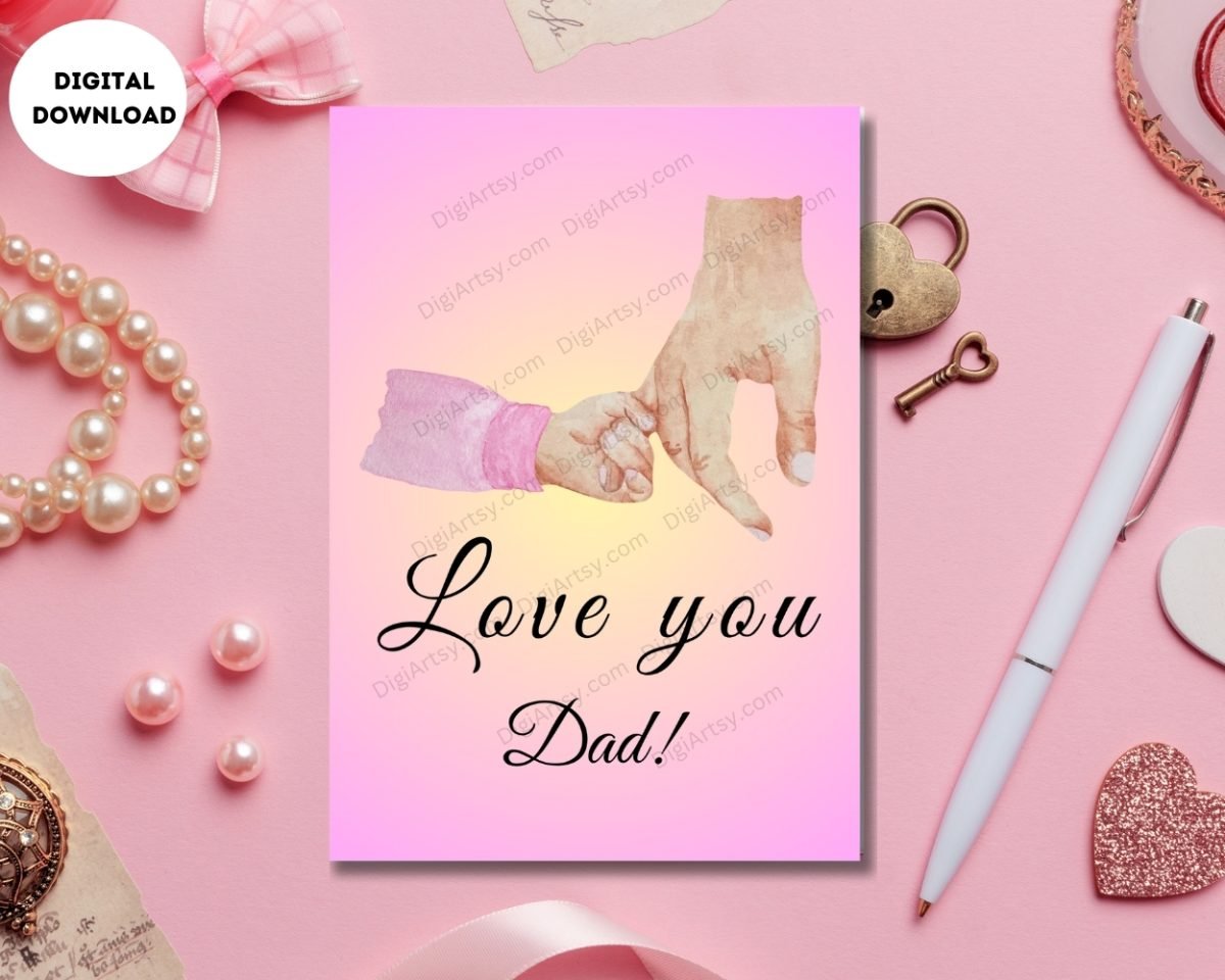 Love You Dad Greeting Card Print Pink
