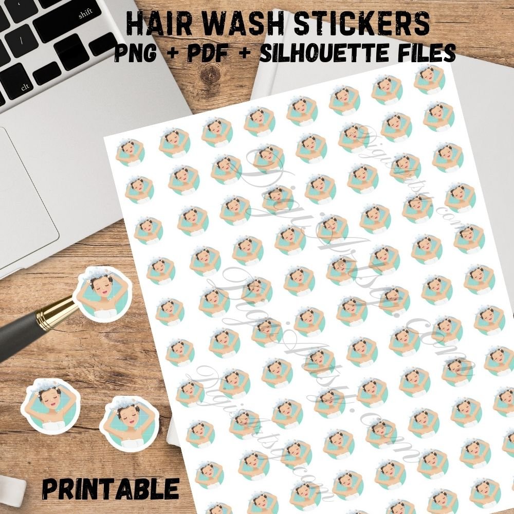 Hair Wash Printable Stickers for Planner