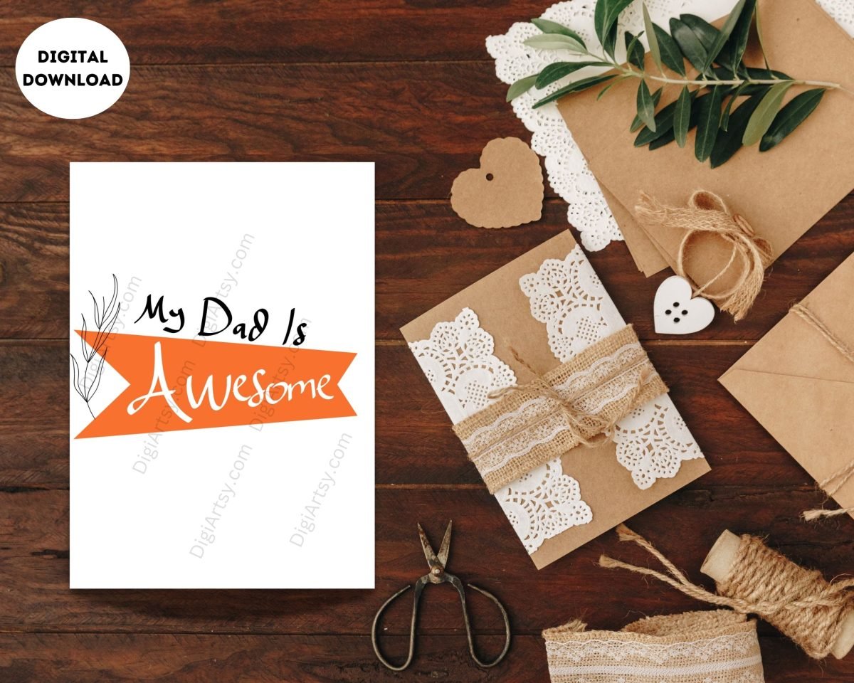 My Dad is Awesome Greeting Card Print