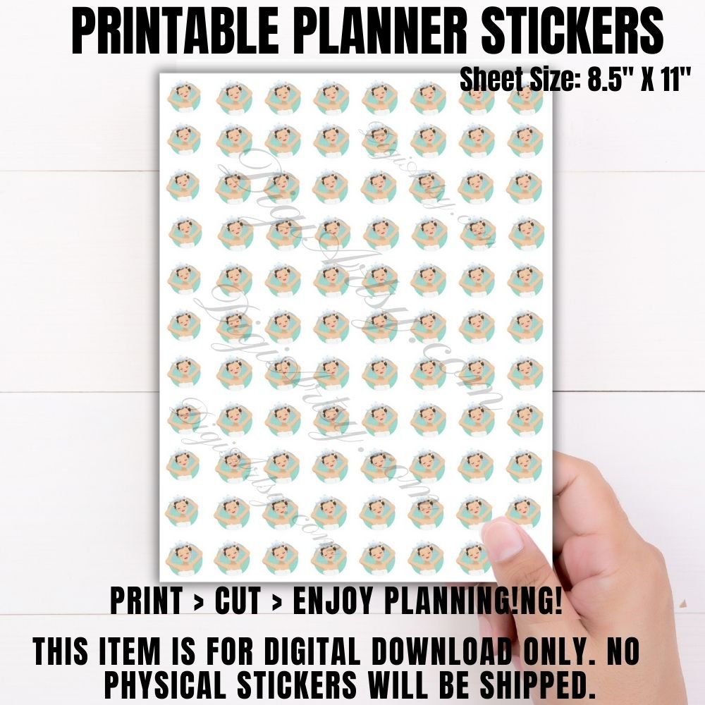 Hair wash Stickers for Planner