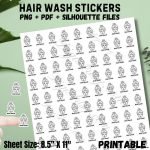 Printable Hair wash Stickers for Planner