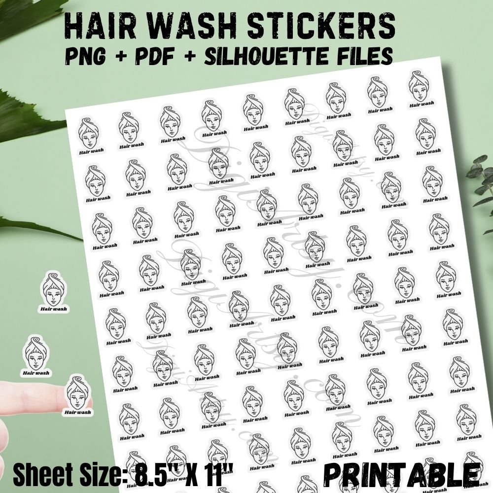 Printable Hair wash Stickers for Planner