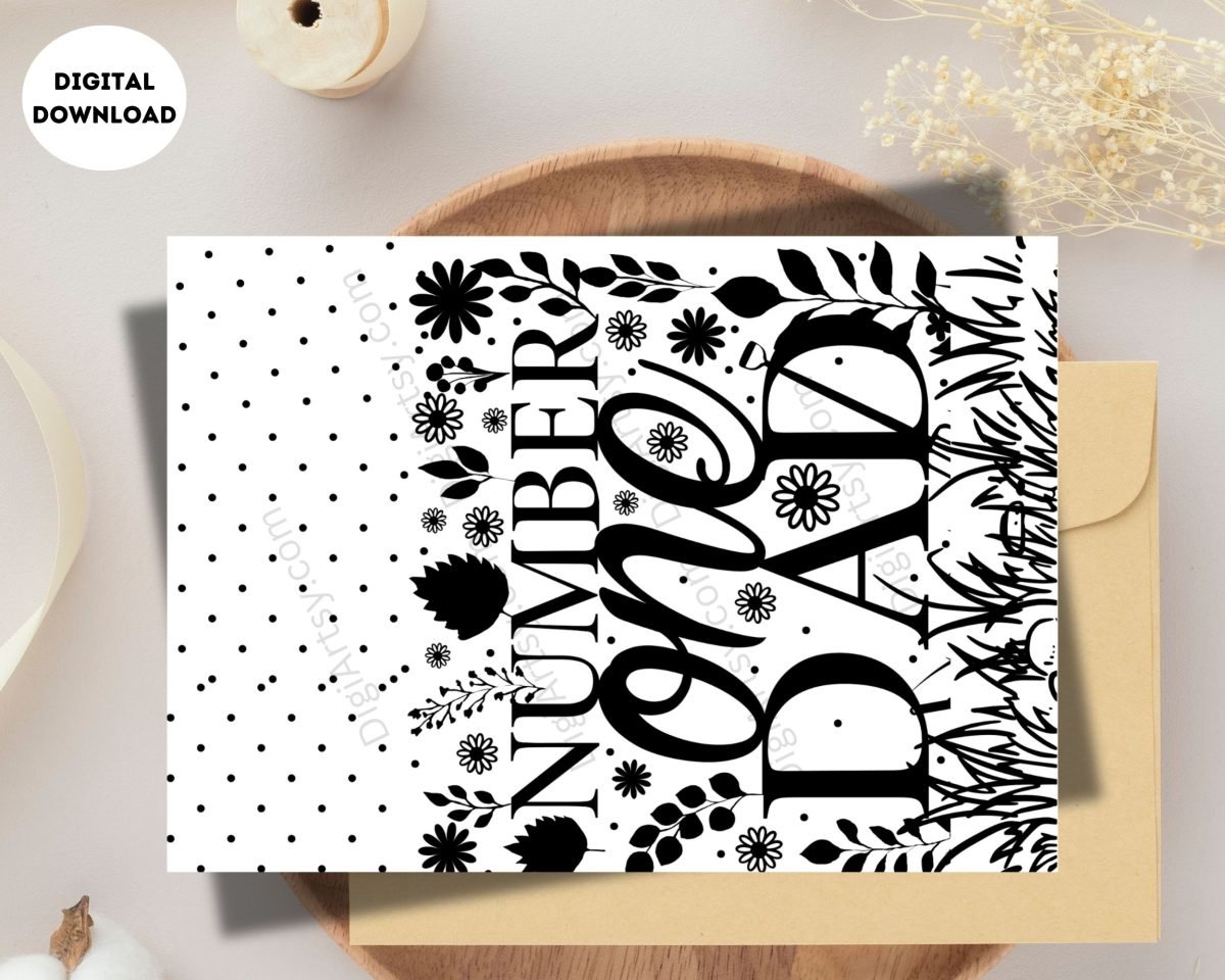 No.1 Dad Digital Card Print with Flowers