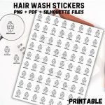 Hair Wash Stickers for Planner