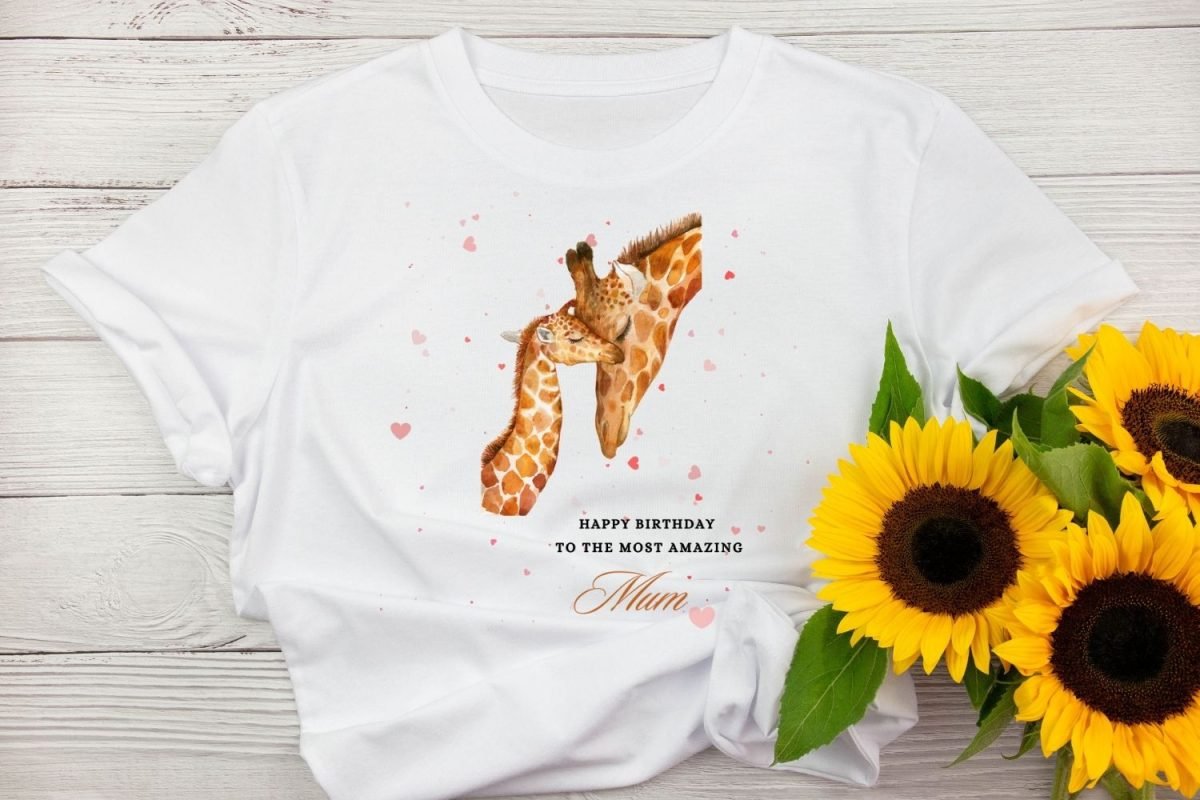 Watercolor Giraffe T-shirt Design Print