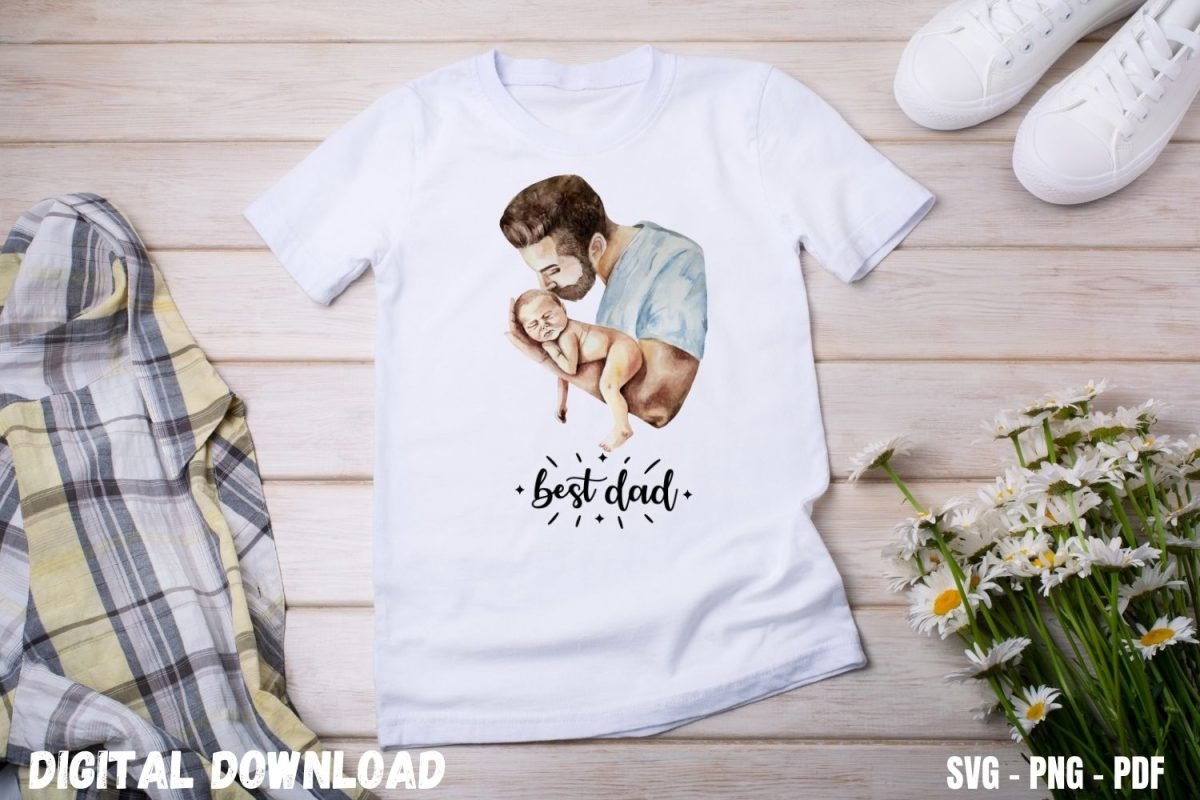Best Dad with Infant T-shirt Design Print