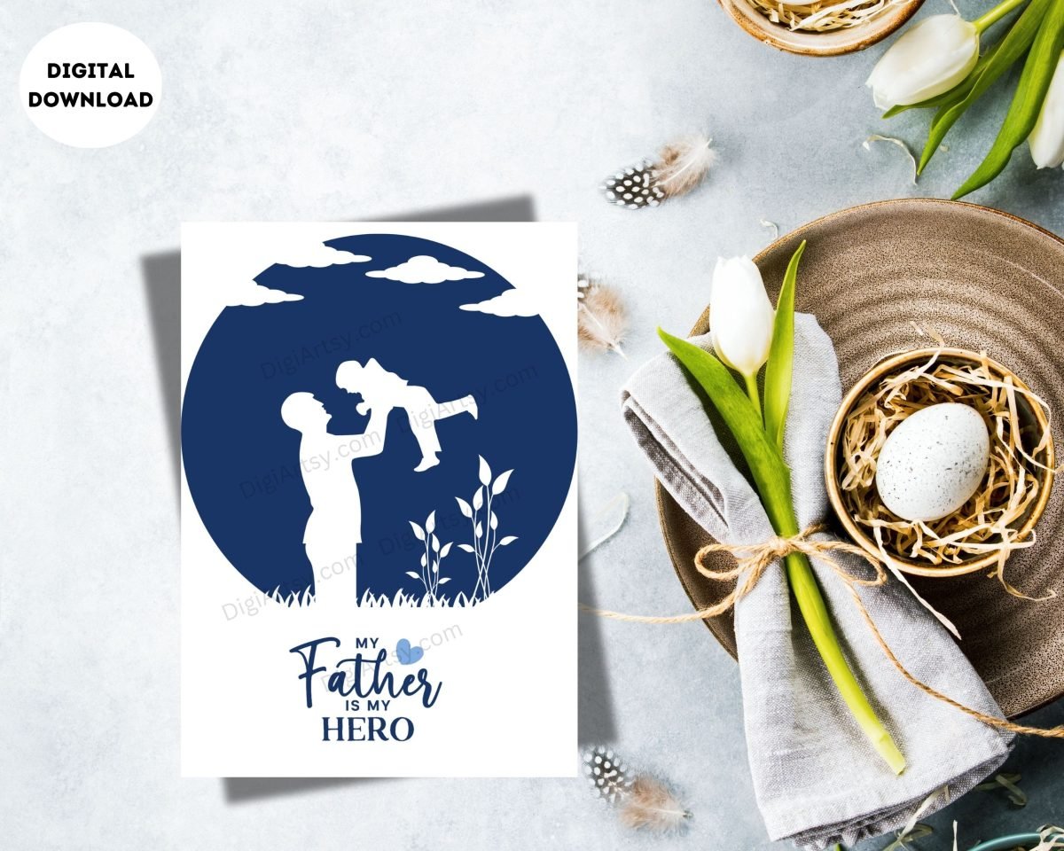 My Father is My Hero Greeting Card for Dad