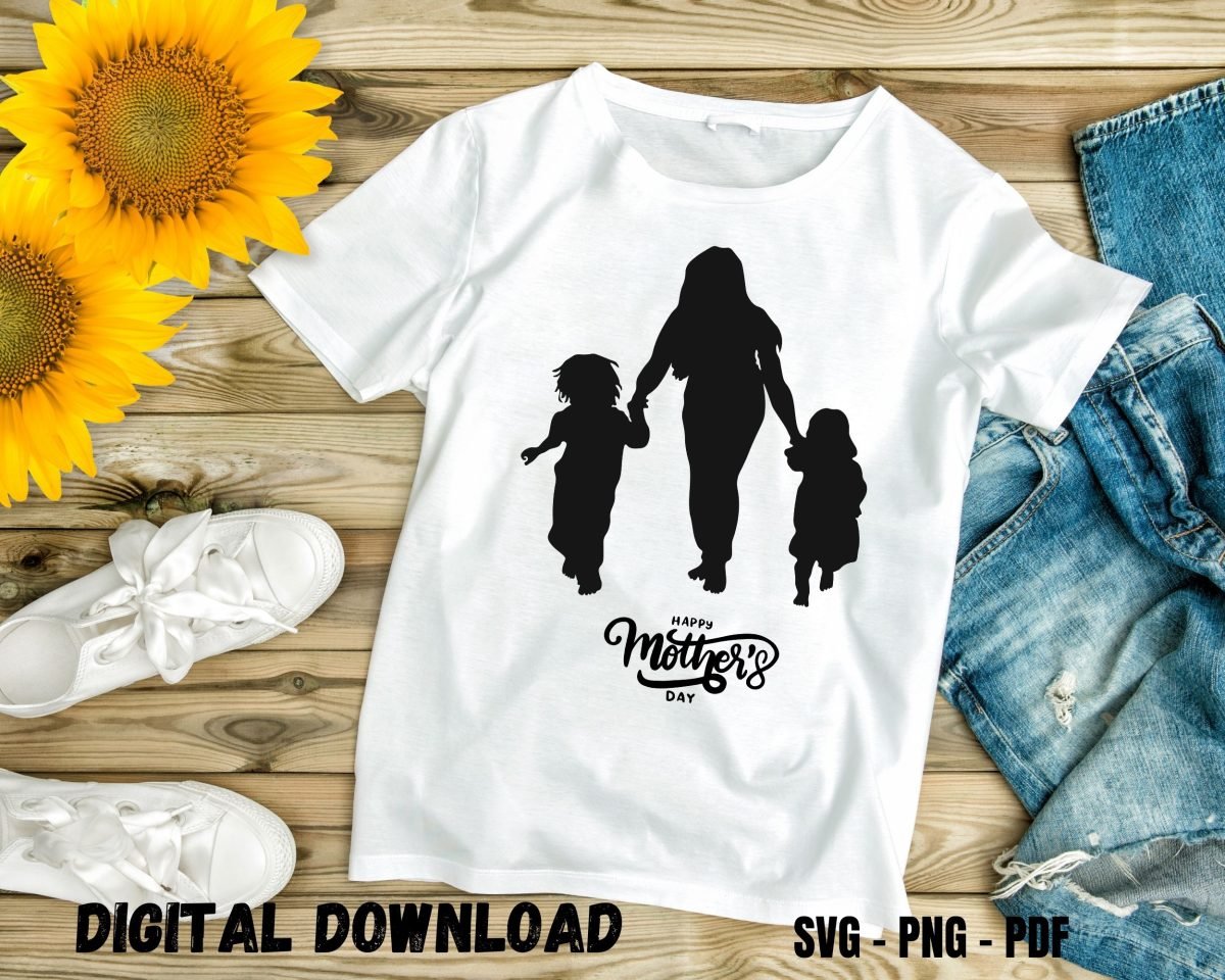 Mom with 2 Kids T-shirt Design Print