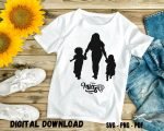 Mom with 2 Kids T-shirt Design Print