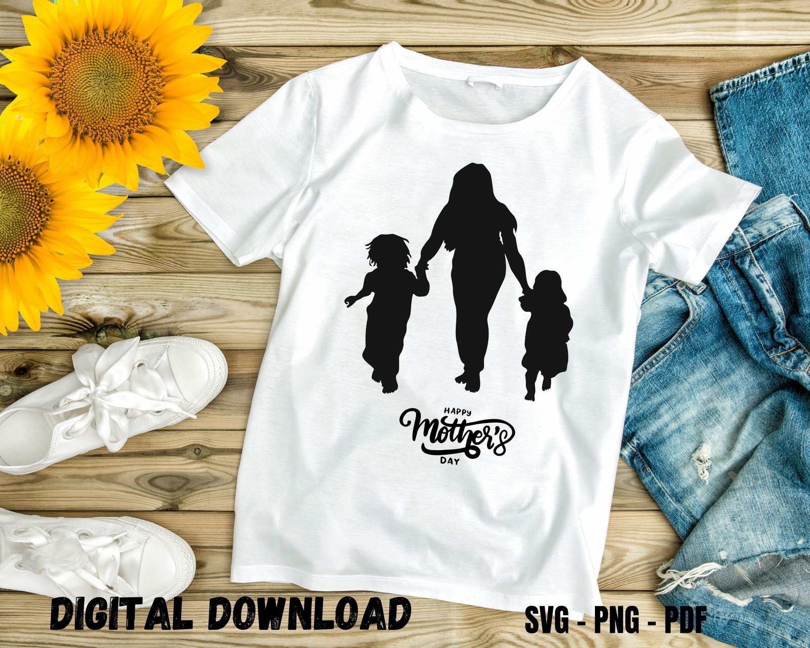 Mom with 2 Kids T-shirt Design Print