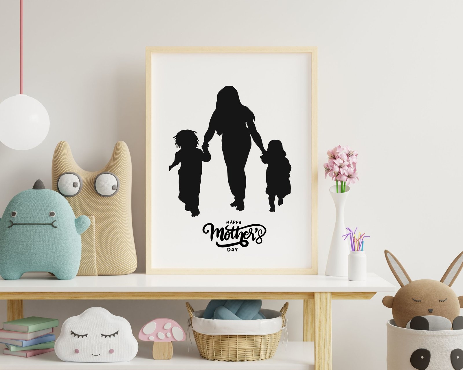 Mom with 2 Kids T-shirt Design Print - Image 3