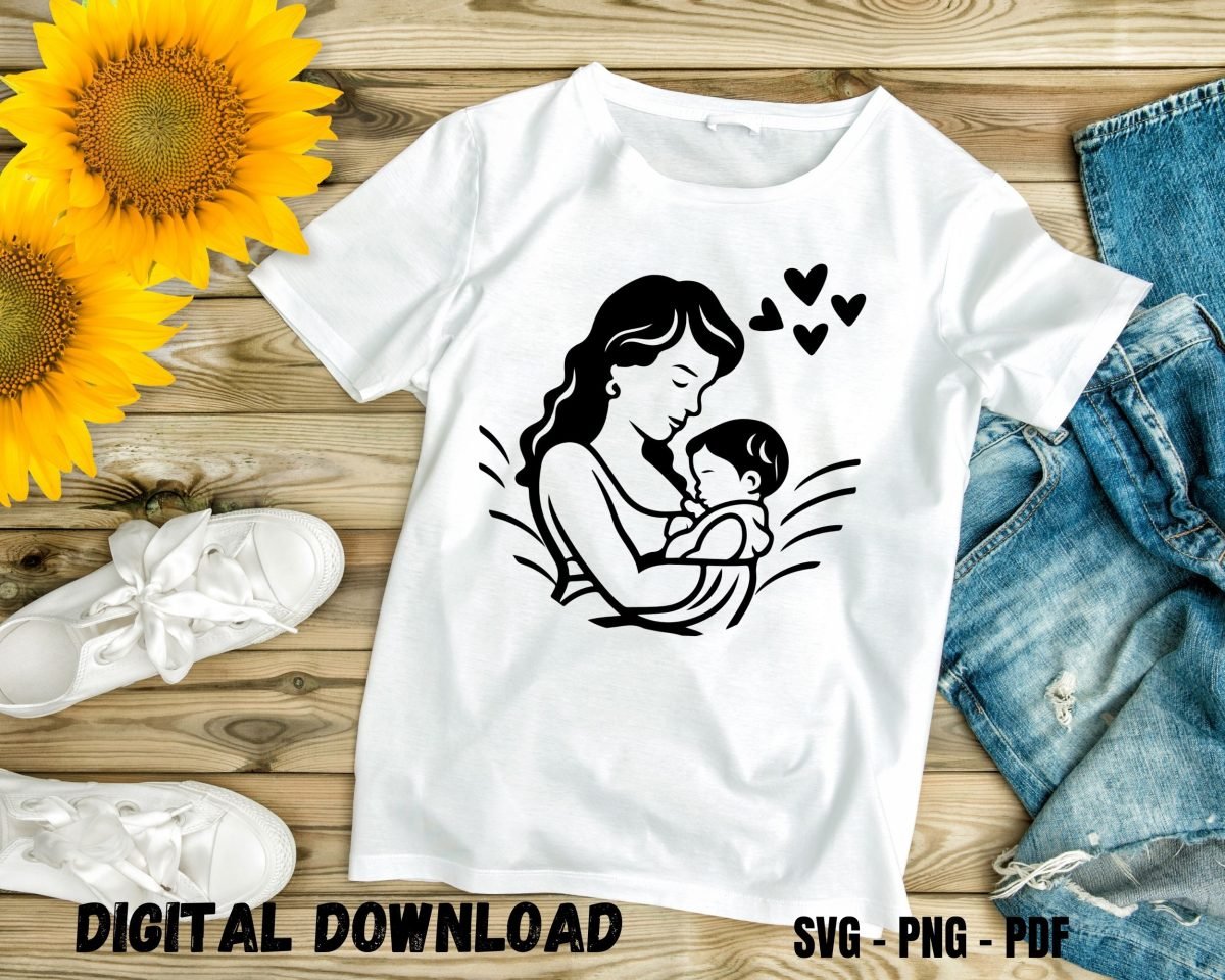 Beautiful Mother with Infant T-shirt Design