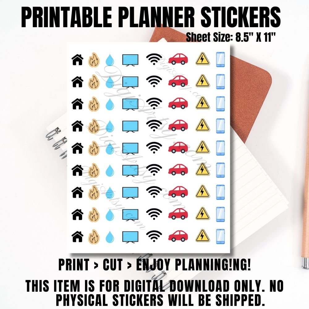 bill due Printable Stickers