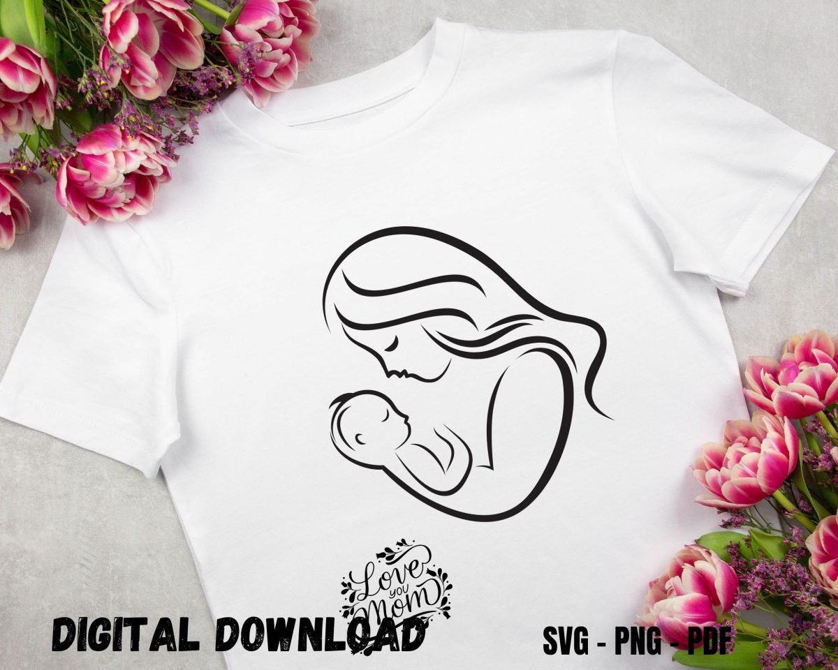 Love you Mom and Infant T-shirt Design