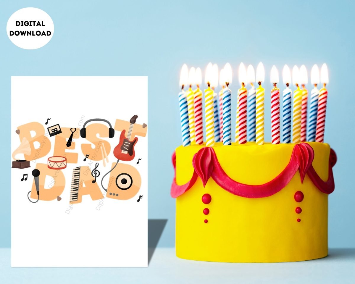 Musical Dad Greeting Card Print