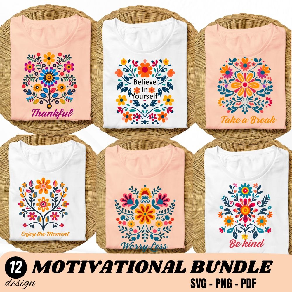 Floral Inspirational SVG Designs Bundle