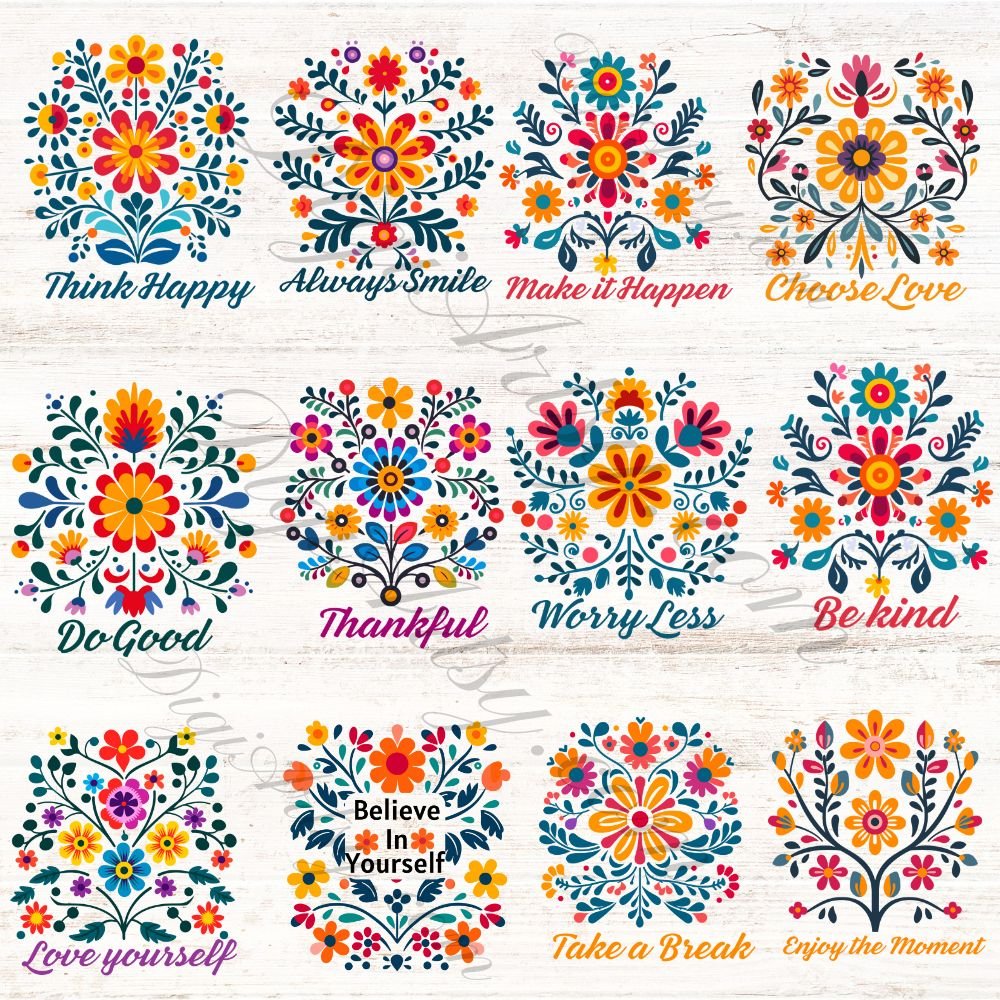 Inspirational Boho Flower PNG Bundle