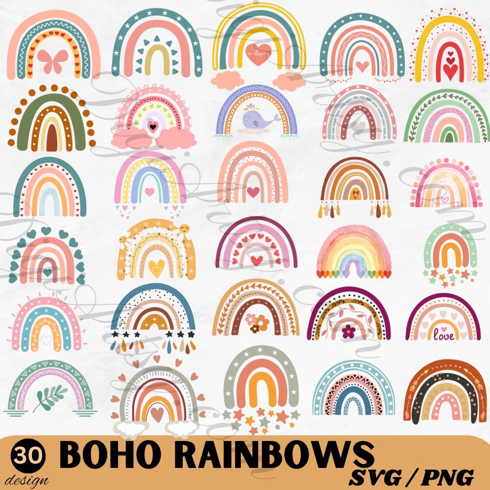 Colorful Boho Rainbow T-Shirt Design