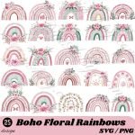 Boho Floral Rainbow T-Shirt Prints
