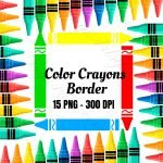 Color Crayon Border Clipart Bundle