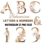 Bohemian Alphabet Letters and Numbers printable