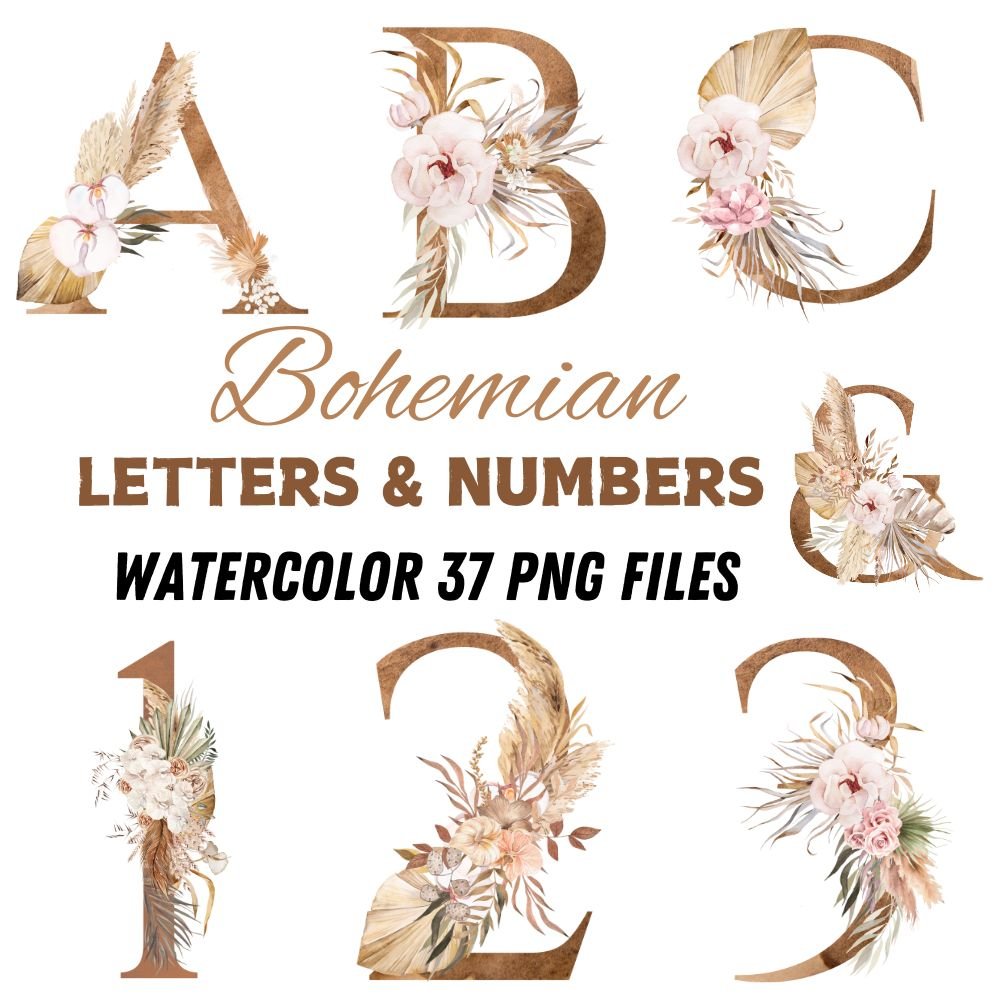 Bohemian Alphabet Letters and Numbers printable