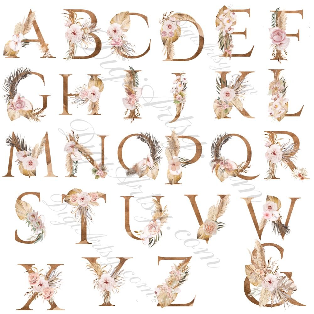 Bohemian Alphabet Letters