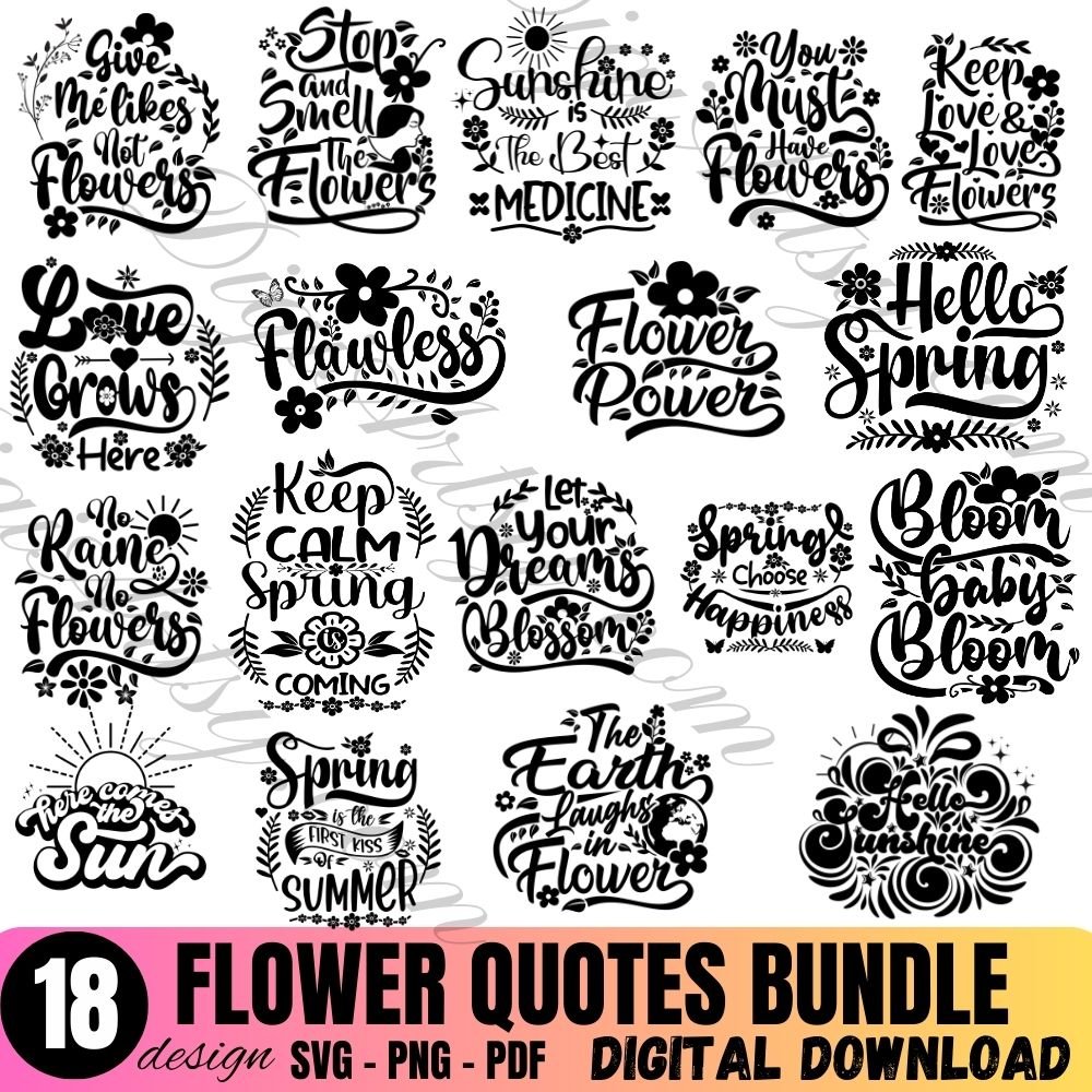 Floral Quotes SVG Bundle