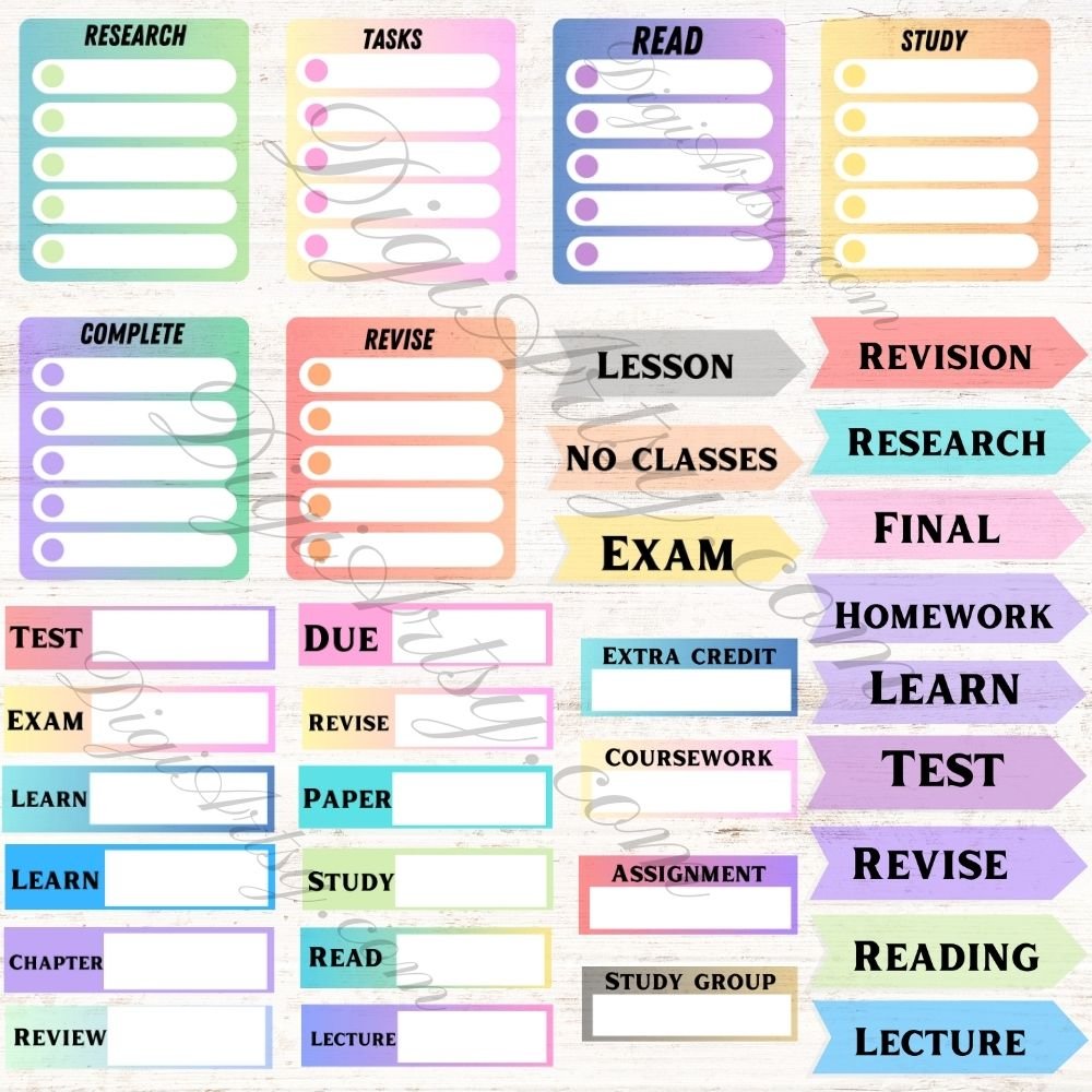 Study Stickers for Student planner