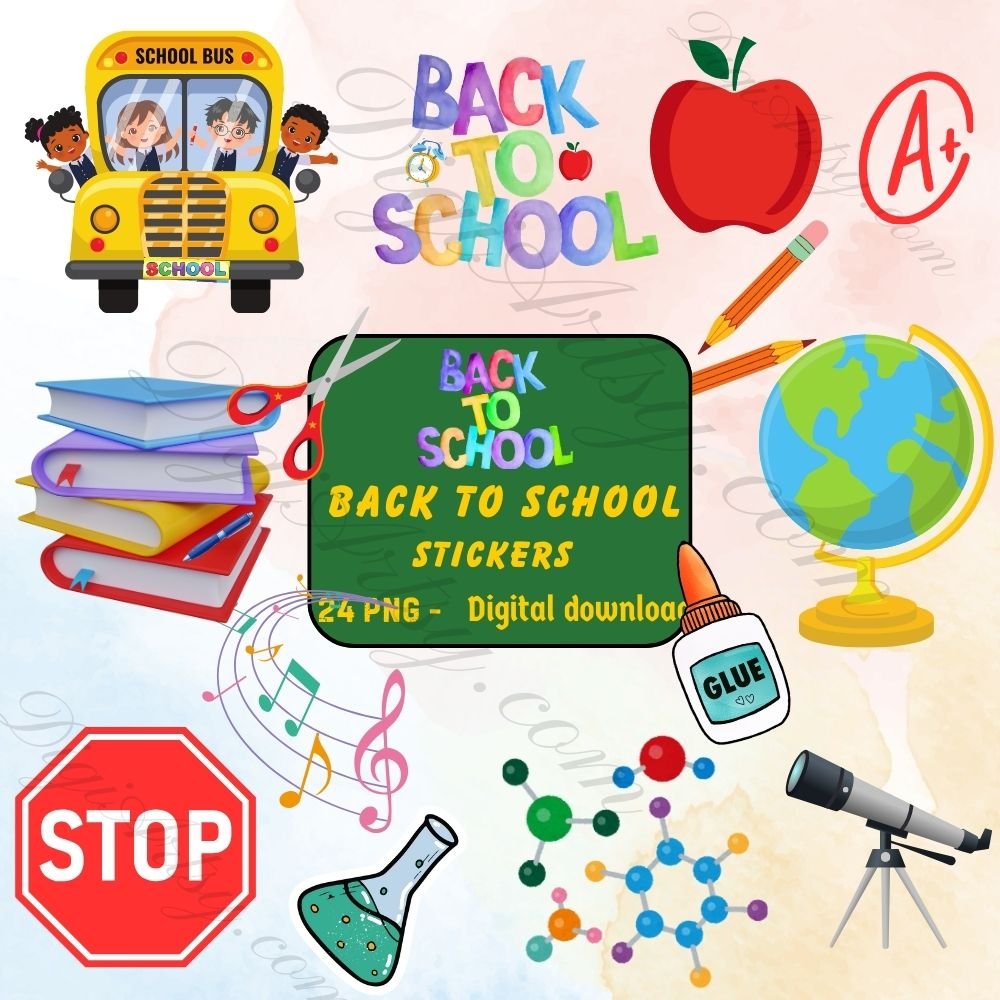Back to School PNG Stickers Bundle