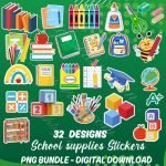 School Supplies Stickers PNG Bundle