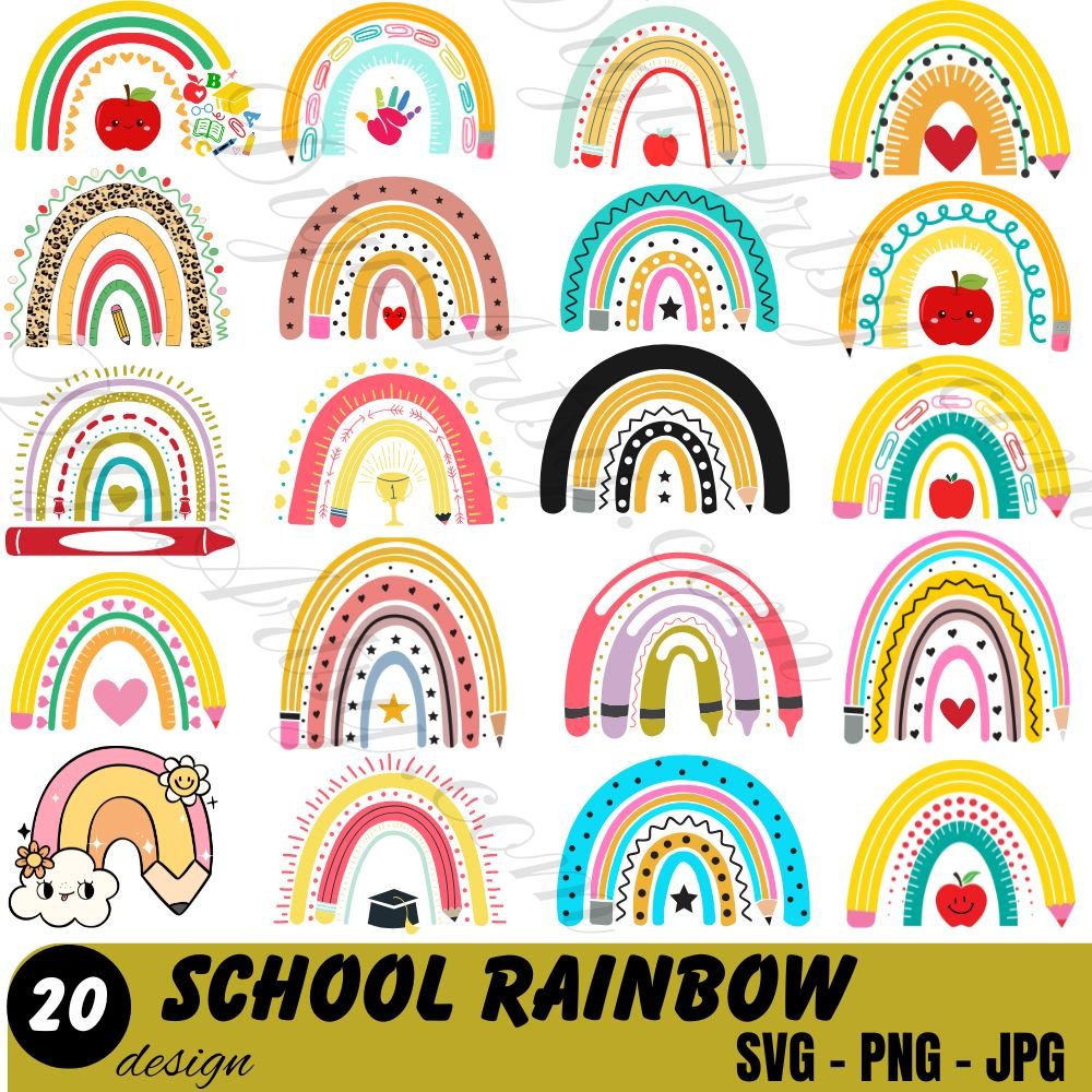 School Rainblow Design Svg Bundle