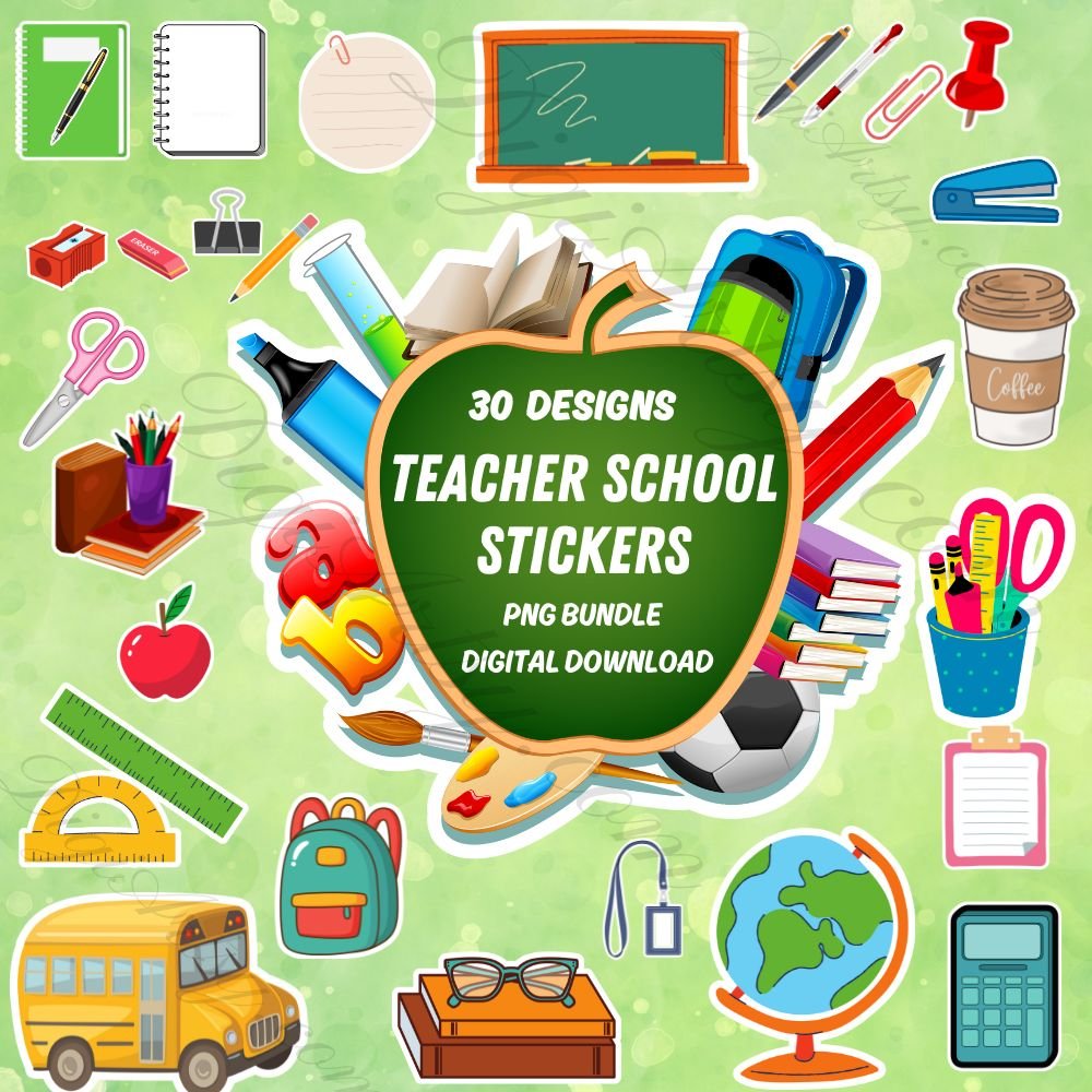 Teacher School Stickers PNG Bundle