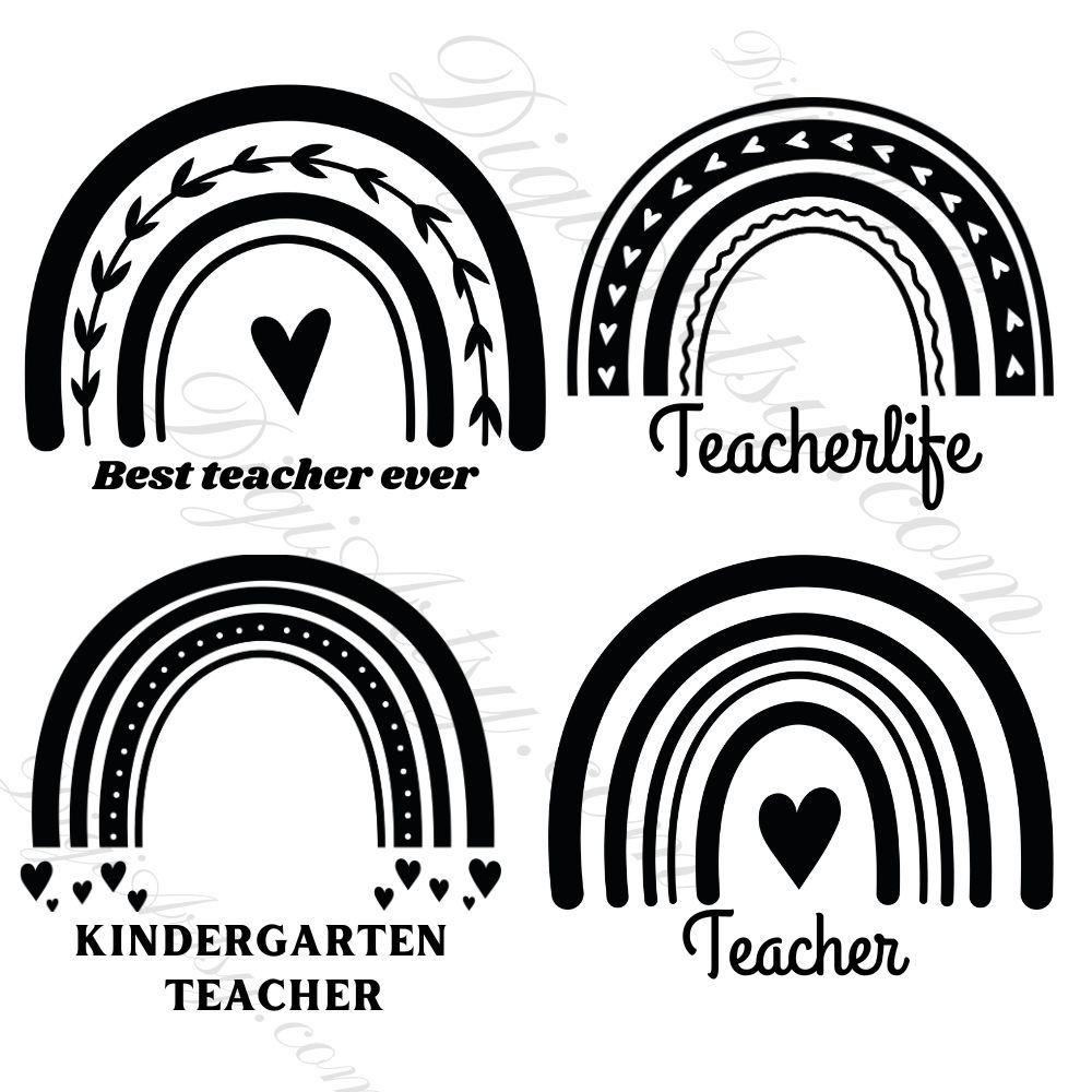 Boho Teacher Rainbow PNG