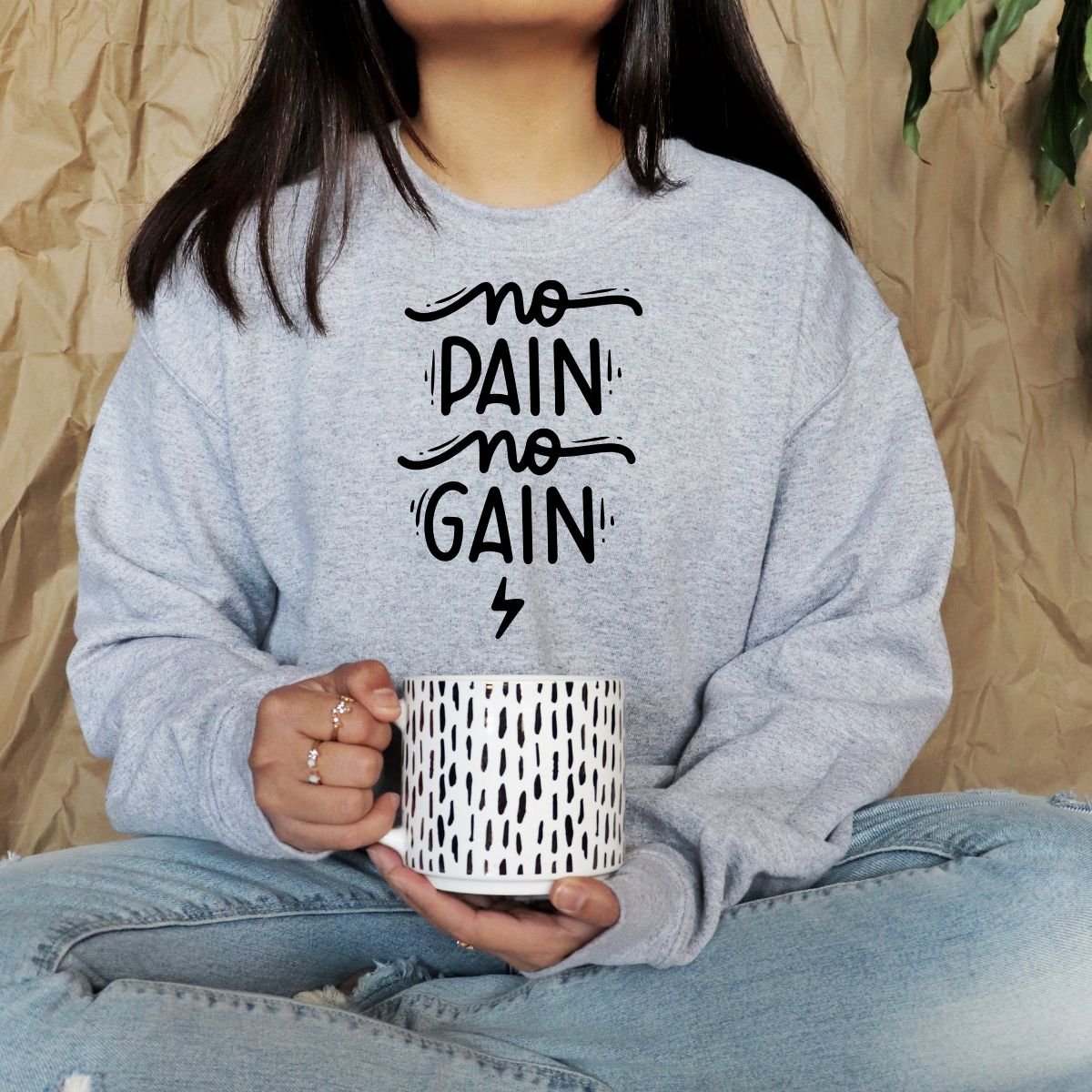 No Pain No Gain Workout Sayings Design Print - Image 4