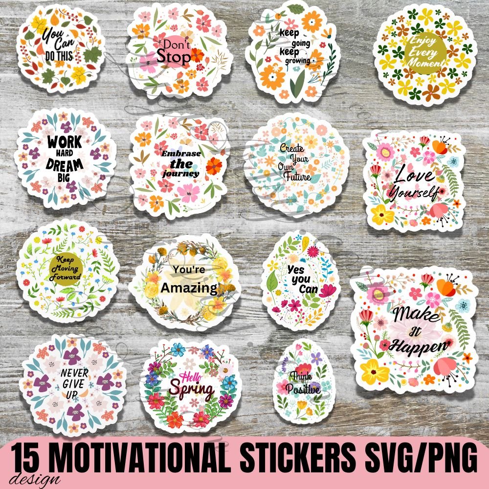 Floral Motivational Stickers Bundle