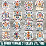 Floral Motivational Stickers Design Bundle