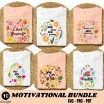 10 Boho Floral Motivational PNG Bundle