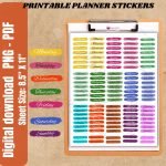Days of the Week Printable Planner Stickers