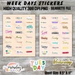 Stunning Digital Weekdays stickers for Planners