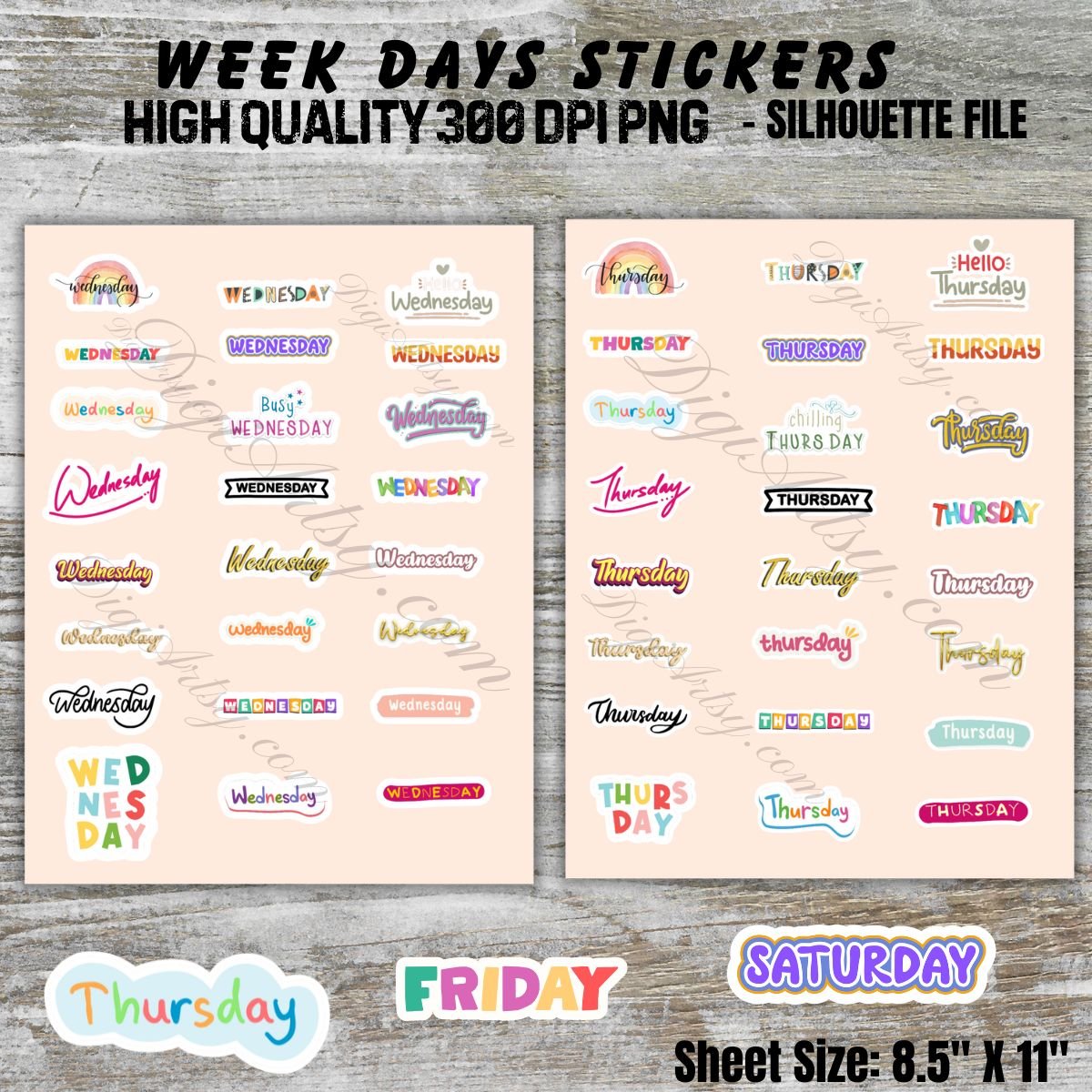 Weekdays stickers for goodnotes