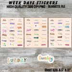 Days of the Week Printable Planner Stickers