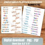 Printable Months Planner Stickers