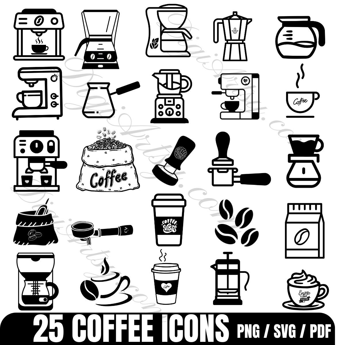 25 Coffee Icons Bundles SVG