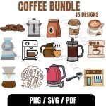 15 Coffee Shop SVG Clipart Bundle