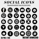 Black Social Media Icons Set