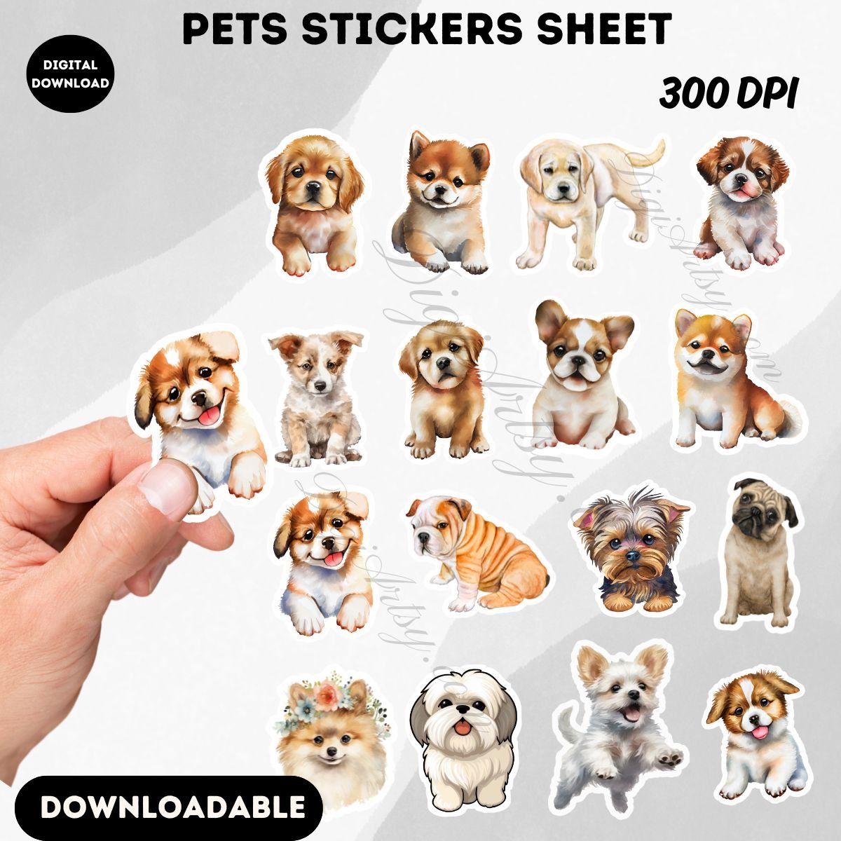 Cute Puppy Digital Stickers Pack